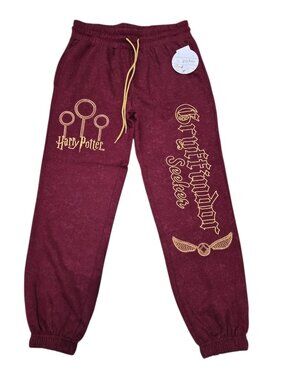 NWT Harry Potter Women's Graphic Lurex Joggers Size S Juniors Maroon Sweatpants
